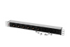 Блок розеток Rem-10 без шнура с фил. и инд., 6 Schuko, вход IEC 60320 C14, 10A, алюм., 19"