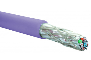 Кабель категории 6A, S/FTP, 4 пары, нг(А)-LSLTx, общий экран, индивидуально экранированные пары, внутренней прокладки, фиолетовый, катушка 500 м