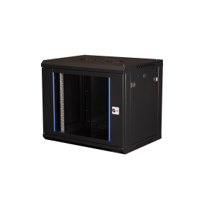 Шкаф 19" телекоммуникационный настенный, 9U 501х600х450 мм, дверь стекло, черный