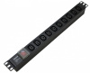 Hyperline SHE19-10IEC-S-IEC Блок розеток для 19" шкафов, горизонтальный, 10 розеток IEC320 C13, выключатель с подсветкой, без кабеля питания, входной 