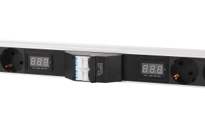 Вертикальный блок розеток Rem-32 без шнура  с авт., и амп., 10 Sсhuko, 8 IEC 60320 C13, 10 IEC 60320 C19, 32 А, алюм., 33-38U, колодка
