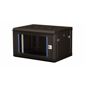 Шкаф 19" телекоммуникационный настенный, 6U 368х600х450 мм, дверь стекло, черный