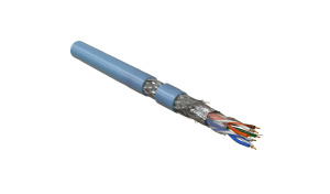 Hyperline SFUTP4-C5E-P26-IN-PVC-BL-305 (305 м) Кабель витая пара, экранированная SF/UTP, категория 5e, 4 пары (26 AWG), многожильный (patch), экран - 