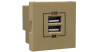 Розетка USB двойная, зарядная, золото (45439 SDU)