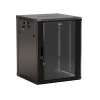 Hyperline TWB-1245-GP-RAL9004 Шкаф настенный 19-дюймовый (19"), 12U, 650x600х450мм, стеклянная дверь с перфорацией по бокам, ручка с замком, цвет черн
