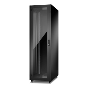 Шкаф Racknet N2000 48U 600 × 600, передняя дверь стеклянная одностворчатая, задняя дверь металлическая двустворчатая, черный