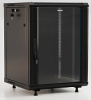 Hyperline TWB-FC-1566-GP-RAL9004 Шкаф настенный 19-дюймовый (19"), 15U, 787x600х600мм, стеклянная дверь с перфорацией по бокам, ручка с замком, с возм