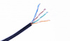 Кабель кат.6, 4 пары U/UTP, жила 0,58, ПЭ, черный, внешний, катушка 500