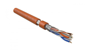 Hyperline FUTP4-C6-S23-IN-LSLTX-OR-305 (305 м) Кабель витая пара F/UTP, категория 6, 4 пары (23 AWG), одножильный (solid), экран - фольга, нг(А)-LSLTx