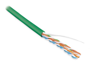 Hyperline UUTP4-C5E-S24-IN-LSZH-GN-100 (100 м) Кабель витая пара, неэкран. U/UTP, категория 5e, 4 пары (24 AWG), одножильный (solid), LSZH, нг(А)-HF, 