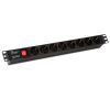 Hyperline SHE19-8SH-S-IEC Блок розеток для 19" шкафов, горизонтальный, 8 розеток Schuko, выключатель с подсветкой, без кабеля питания, входной разъем 