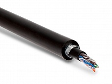 Hyperline UUTP4-C5E-S24-ARM-OUT-PE/PE-BK Кабель витая пара U/UTP, кат. 5e, 4 пары(24 AWG), одножильный (solid), бронир. стальной лентой, внешний, PE, 