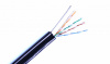Кабель кат.5е, 4 пары U/UTP, жила 0,51 (+/- 0,01), PE, черный, внешний с тросом, кат 305