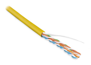 Hyperline UUTP4-C5E-S24-IN-LSZH-YL-100 (100 м) Кабель витая пара, неэкран. U/UTP, категория 5e, 4 пары (24 AWG), одножильный (solid), LSZH, нг(А)-HF, 