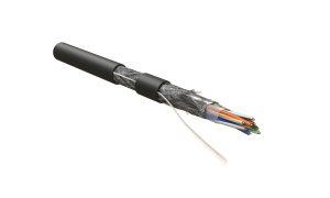 Hyperline SFUTP4-C5E-S24-OUT-PE-BK-500 (500 м) Кабель витая пара, экранированная (SF/UTP4), категория 5E, 4 пары (24AWG), одножильный (solid), общий э