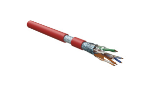 Hyperline FUTP4-C5E-S24-IN-LSZH-RD-305 (305 м) Кабель витая пара F/UTP, категория 5e, 4 пары (24 AWG), одножильный(solid), экран - фольга, LSZH, нг(А)