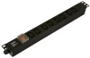 Hyperline SHE19-8IEC-S-CB Блок розеток для 19" шкафов, горизонтальный, 8 розеток IEC320 C13, выключатель в подсветкой, без кабеля питания, клеммная ко
