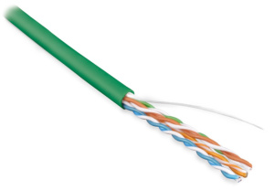 Hyperline UUTP4-C5E-S24-IN-PVC-GN-100 (100 м) Кабель витая пара, неэкранированная U/UTP, категория 5e, 4 пары (24 AWG), одножильный (solid), PVC, -20°