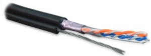 Hyperline FUTP2-C5-S24-SW-OUT-PE-BK-500 (500 м) Кабель витая пара, экранированная F/UTP, категория 5, 2 пары (24 AWG), одножильный, экран - фольга, с 