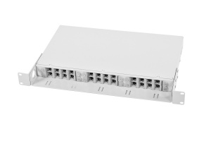 Оптический бокс (кросс) 19" с полкой (площадкой), 1U, до 24 портов