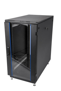 Шкаф телекоммуникационный напольный 18U (600x800) дверь стекло, цвет чёрный