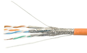 Hyperline SFUTP4-C5E-S24-IN-LSZH-OR-305 (305 м) Кабель витая пара SF/UTP, категория 5e, 4 пары (24 AWG), одножильный (solid), экран - фольга + медная 