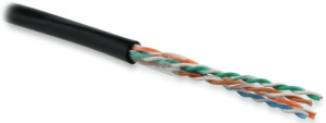 Hyperline UUTP4-C5E-S24-OUT-PE-BK-500 (500 м) Кабель витая пара, неэкранированный U/UTP, категория 5e, 4 пары(24 AWG), одножильный (solid), внешний, P