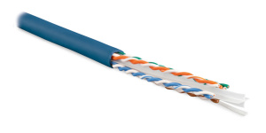 Hyperline UUTP4-C6-S23-IN-LSZH-BL-305 (305 м) Кабель витая пара U/UTP, категория 6, 4 пары (23 AWG), одножильный (solid), с разделителем, LSZH, нг(А)-