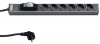 Hyperline SHT19-6SH-B-2.5EU Блок розеток для 19" шкафов, горизонтальный, 6 розеток Schuko, автоматический выключатель, кабель питания 2.5м (3х1.5мм2) 