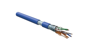Hyperline FUTP4-C5E-S24-IN-LSZH-BL-305 (305 м) Кабель витая пара F/UTP, категория 5e, 4 пары (24 AWG), одножильный(solid), экран - фольга, LSZH, нг(А)