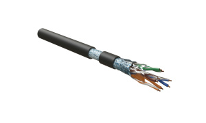 Hyperline FUTP4-C5E-S24-IN-LSZH-BK-305 (305 м) Кабель витая пара F/UTP, категория 5e, 4 пары (24 AWG), одножильный(solid), экран - фольга, LSZH, нг(А)