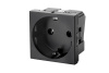 Розетка 2P+E немецкий стандарт 45 × 45 мм, с защитными шторками, графитовый черный