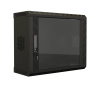 Hyperline TWS-0925-GP-RAL9004 Шкаф настенный 19-дюймовый (19"), 9U, 480х600х250, со стеклянной дверью, несъемные боковые панели, цвет черный (RAL 9004
