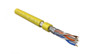 Hyperline FUTP4-C6-S23-IN-LSLTX-YL-305 (305 м) Кабель витая пара F/UTP, категория 6, 4 пары (23 AWG), одножильный (solid), экран - фольга, нг(А)-LSLTx