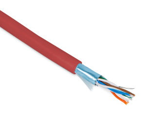 Hyperline FUTP4-C5E-P26-IN-PVC-RD-100 (100 м) Кабель витая пара, экранированная F/UTP, категории 5e, 4 пары (26 AWG), многожильный (patch), экран - фо