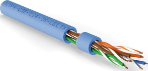 Hyperline UUTP4-C5E-S24-IN-LSLTX-BL-305 (305 м) Кабель витая пара, неэкранированная U/UTP, категория 5e, 4 пары (24 AWG), одножильный (solid), нг(А)-L