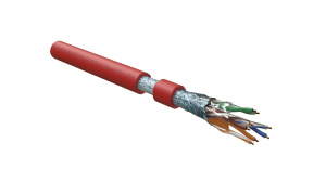 Hyperline FUTP4-C5E-S24-IN-LSLTX-RD-305 (305 м) Кабель витая пара F/UTP, категория 5e, 4 пары (24 AWG), одножильный (solid), экран - фольга, нг(А)-LSL