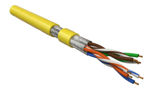 Hyperline UFTP4-C6-P26-IN-LSZH-YL-100 (100 м) Кабель витая пара, экранированная U/FTP, категория 6, 4 пары (26 AWG), многожильный (patch), каждая пара