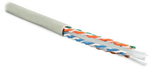 Hyperline UUTP4-C6-S23-IN-LSZH-GY-305 (305 м) Кабель витая пара U/UTP, категория 6, 4 пары (23 AWG), одножильный (solid), с разделителем, LSZH, нг(А)-